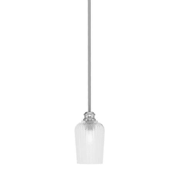 Unbranded Albany 60-Watt 1-Light Brushed Nickel Pendant Mini Pendant Light Clear Textured Glass and Light Bulb Not Included
