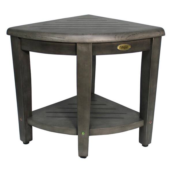 Coastal Vogue CoastalVogue 18 in. H, Gray, Corner Shower Stool, Teak ...