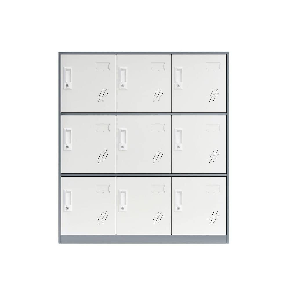 Metal Locker Storage Organizer Cabinet + 9 Doors For Office School