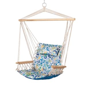 2.5 ft. Extra Padded Reversible Hammock Chair in Floral Blue