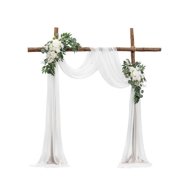 23.6 in. H Artificial Wedding Arch Flowers Kit, White Wedding Arch Flowers Floral Arrangement Fabric Square