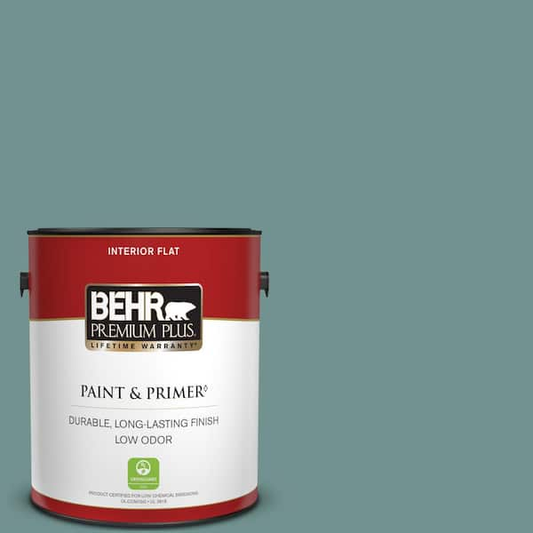 BEHR PREMIUM PLUS 1 gal. #ECC-60-3 Pool Tide Flat Low Odor Interior Paint & Primer