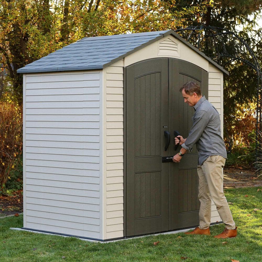 Lifetime 7 x 4.5 ft Brown Polyethylene Storage Shed with Shelving