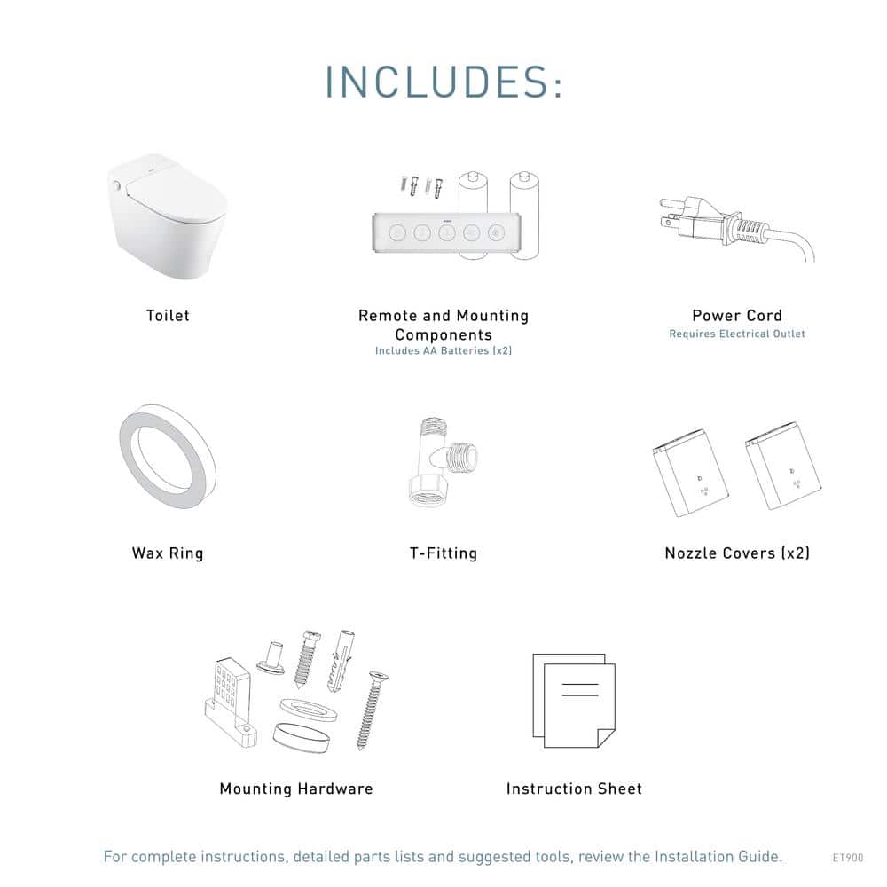 White Elongated One-Piece Smart Toilet with Remote