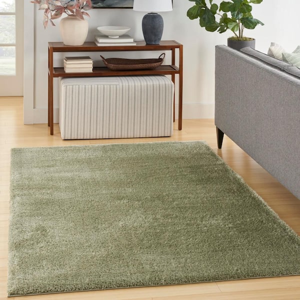Pacific Shag Green 8 ft. x 10 ft. Solid Contemporary Area Rug