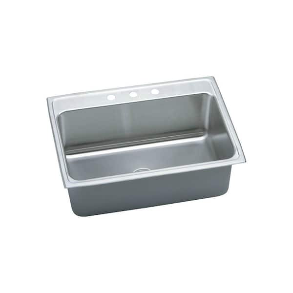 Elkay Gourmet Drop-In Stainless Steel 31 in. 3-Hole Single Bowl Kitchen Sink