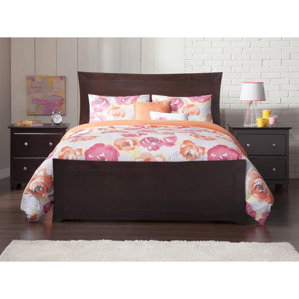 Metro Espresso Brown Full Wood Platform Bed with Headboard