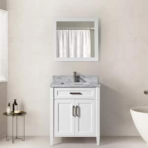 Savona 30 in. W x 22 in. D x 36 in. H Bath Vanity in White with Vanity Top in White with White Basin and Mirror
