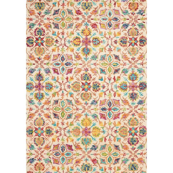 Vivid Ivory 6 ft. x 10 ft. All-over design Transitional Area Rug