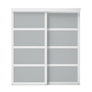 72 in. x 80.5 in. Frosted Glass Fusion Plus White Interior Sliding Closet Door
