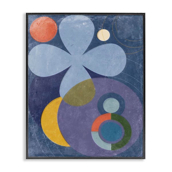 Stupell Industries Blue Retro Curved Shapes by Victoria Barnes Black Framed Abstract Giclee Art Print 30 in. x 24 in.