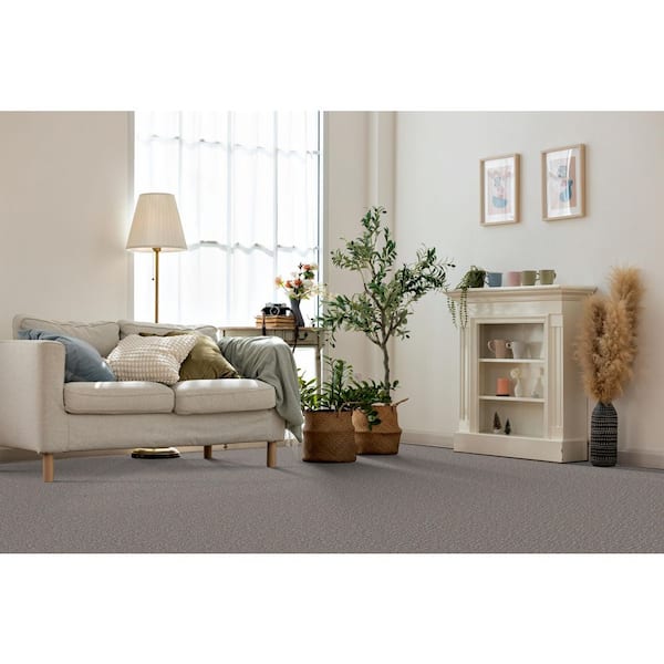 Warm Hearth - Ashen - Gray 12 ft. 20 oz. Polyester Texture Full Roll Carpet (1080 sq. ft. /Roll)