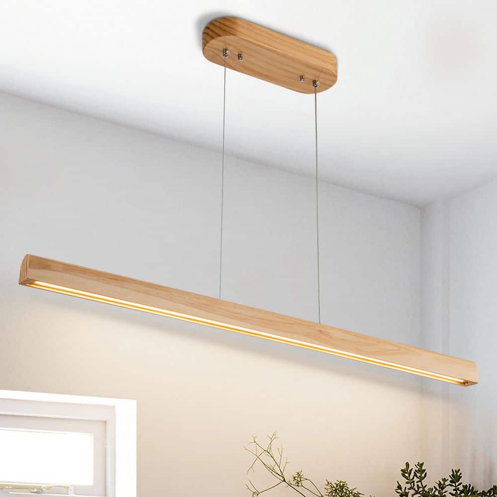 Naturetones ダイニングテーブルライト TinHon 19W 1-Light LED Dinning Room Light Fixture, 39 in. Wood LED