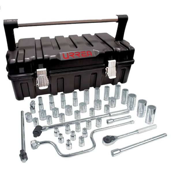 URREA 1/2 in. Drive SAE Socket Set with Accessories in Plastic Box (43-Piece)