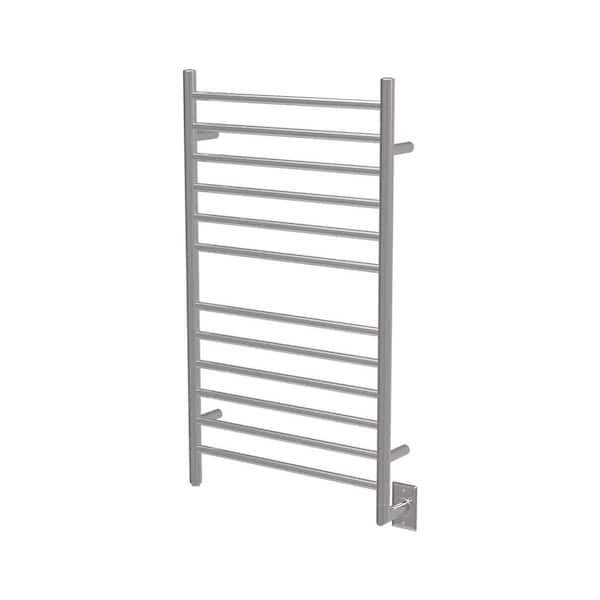 Amba Radiant Large Straight 12-Bar Hardwired Electric Towel Warmer in Brushed Stainless Steel
