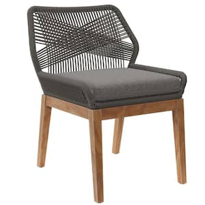 Wellspring Outdoor Patio Teak Wood Dining Chair in Gray Graphite