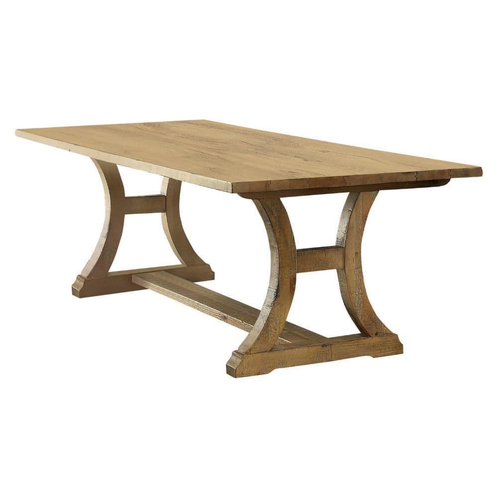 Brown Wood Rectangle 42 in. Pedestal Base Dining Table Seats 4