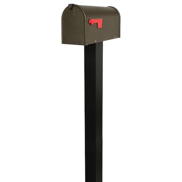 Gibraltar Mailboxes Everton Textured Bronze, Medium, Mailbox and Black Steel Post