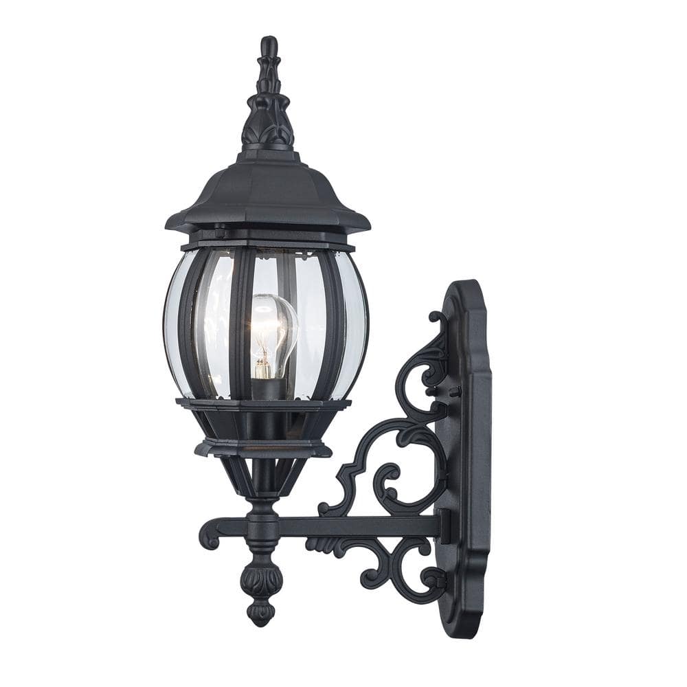 Francisco 19.5 in. 1-Light Black Coach Outdoor Wall Light Fixture with Clear Glass price history on PriceWatchPro