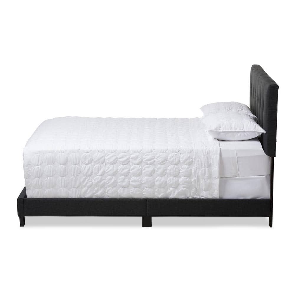 Full Size Black Upholstered Tufted Bed with Wood Frame