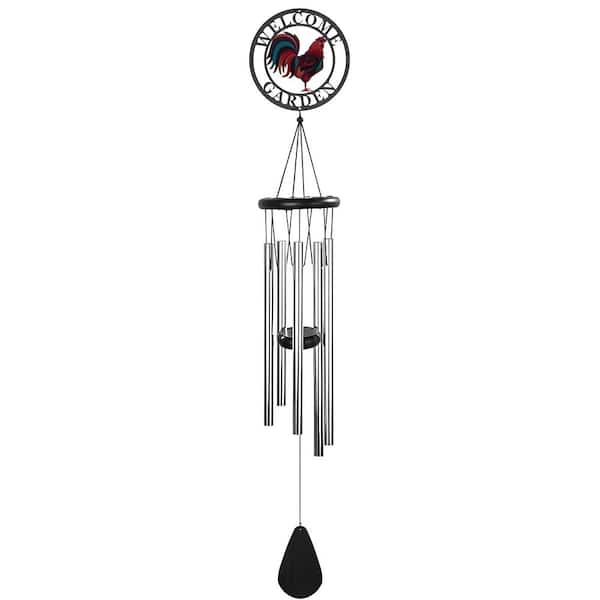23 in. Long Rooster Wood Top Wind Chime