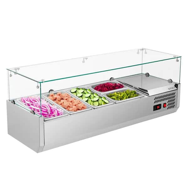 47 in. 25.1 qt. Stainless Steel Sandwich Prep Table with 3 1/3 pan plus 2 1/4 pan