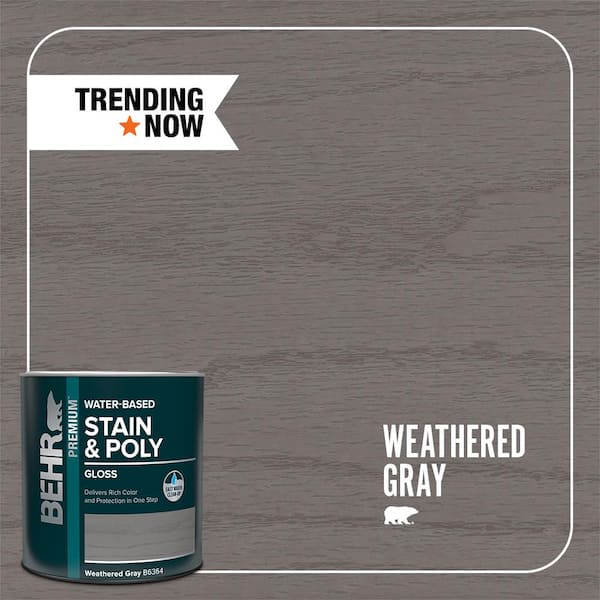 BEHR PREMIUM 1 qt. #TIS-086 Weathered Gray Gloss Semi-Transparent Water-Based Interior Wood Stain and Poly in One