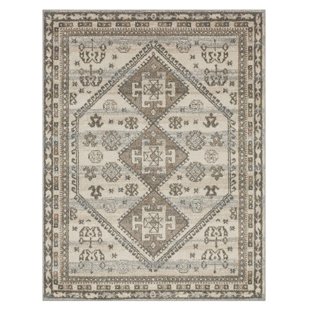 Gray Medallion Synthetic Easy Care Area Rug, 5'3" x 8'