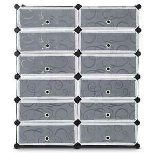 17.5 H 24-Pair 12-Tier White Polypropylene Shoe Rack