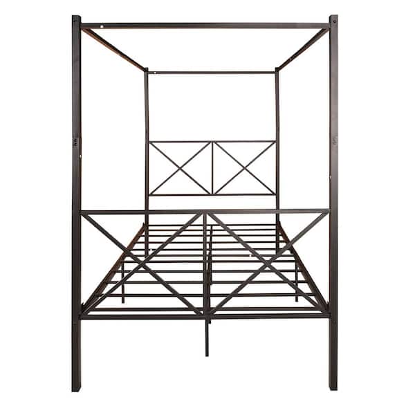 Unbranded Black Simple Design Style Metal Canopy Bed Frame