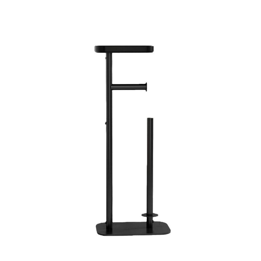 Free-Standing Single Post Toilet Paper Holder in Black with Anti-Slip Base and Shelf, Made of High-Quality Metal price history on PriceWatchPro