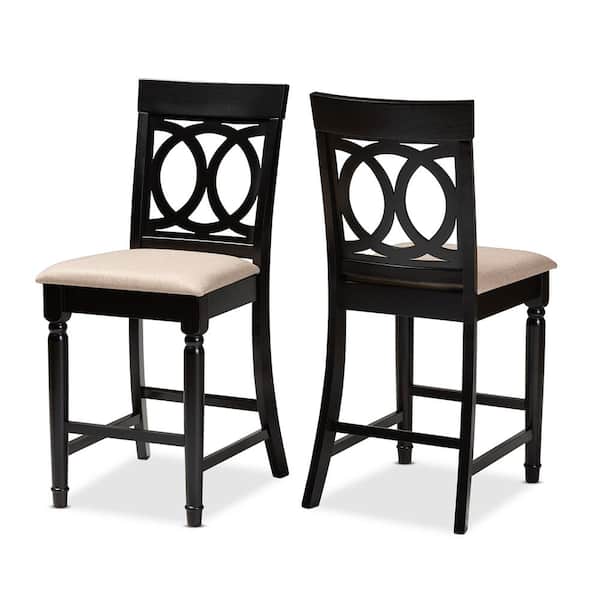 Baxton Studio Verina 43 in. Sand and Espresso Counter Stool (Set of 2)