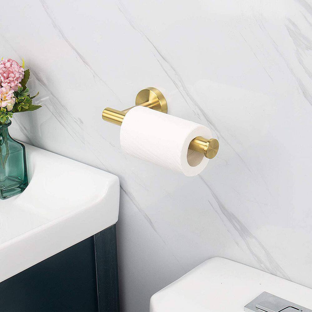 Brushed Gold Stainless Steel Wall Mounted Toilet Paper Holder Set