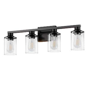 27 in. 4-Light Black Bathroom Lights Over Mirror with Clear Glass Shade,Vanity Lights for Bathroom Hallway Bedroom