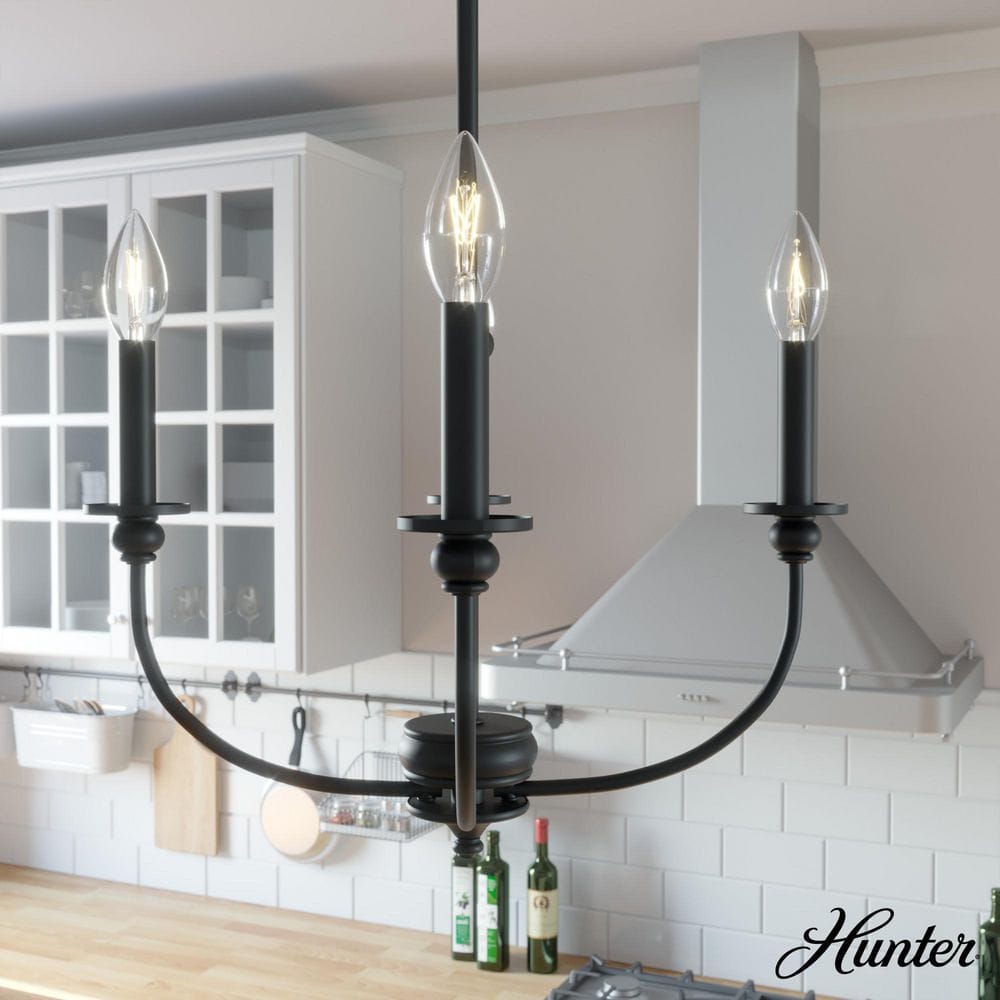 Black Mini Chandelier with Candle Bulbs, 18-inch