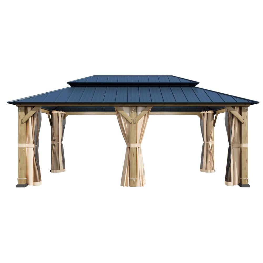 12 ft. x 20 ft. Hardtop Gazebo with Double Roof and Aluminum Frame, Outdoor