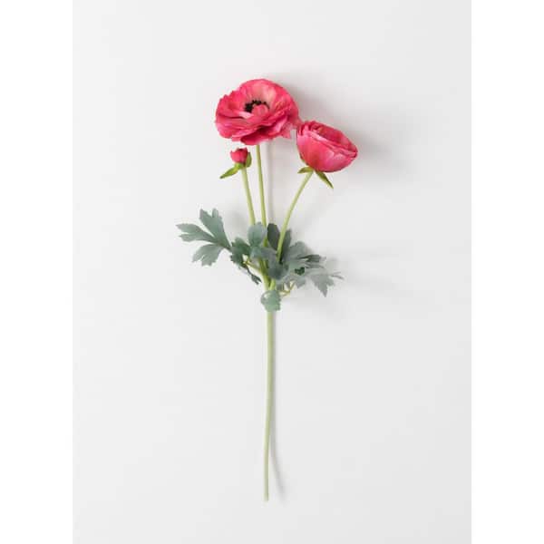 SULLIVANS 21.5 in. Artificial Dark Pink Real Garden Ranunculus Stem