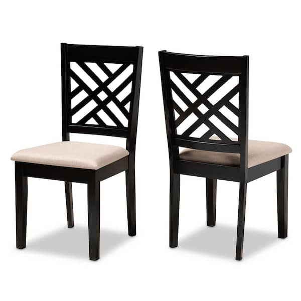 Baxton Studio Caron Sand Brown Wood Dining Chairs (Set of 2)
