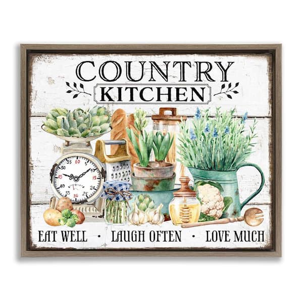 Stupell Industries Country Kitchen Still Life by Creatif Belle Brown Floater Frame Food Graphic Art Print 17 in. x 21 in.
