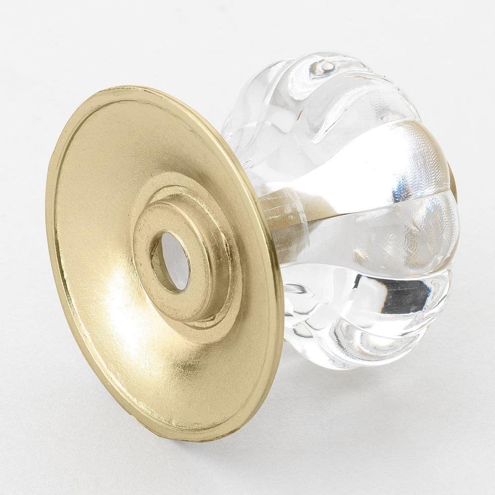 1.25" Clear Acrylic Mushroom Knob with Satin Gold Backplate
