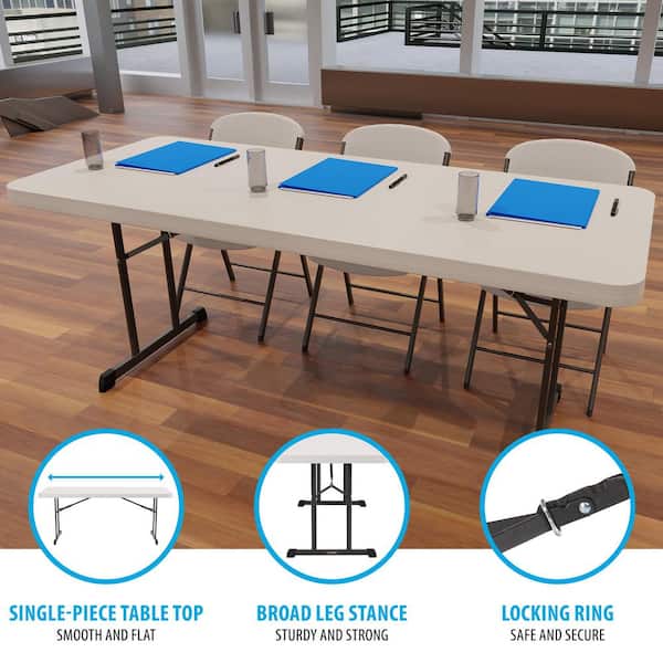Lifetime 72 in. Almond Plastic Folding Banquet Table 80249 - The