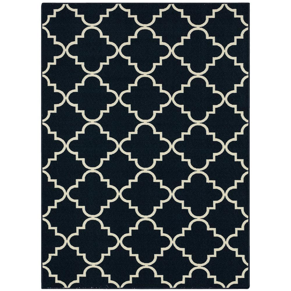 Mohawk Home Fancy Trellis Navy 6 ft. x 9 ft. Geometric Area Rug 513139 The Home Depot