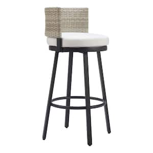 Midnight Wave Outdoor Collection White Olefin Barstool