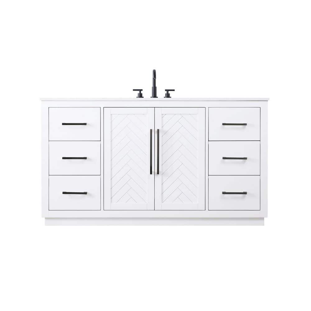 60 in. Single Sink White Bath Vanity with White Engineered Marble Top price history on PriceWatchPro