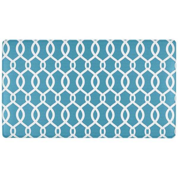 Home Dynamix Cozy Living Kochi Lattice Teal 17.5 in. x 30 in. Anti Fatigue Kitchen Mat