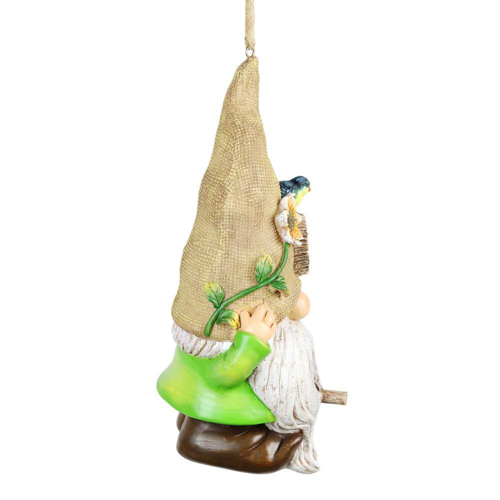 Whimsical Gnome Welcome Sign Resin Hanging Birdhouse