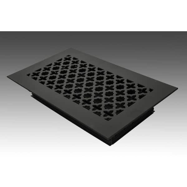 SteelCrest Victorian 12 in. x 6 in. Black Powder Coat Steel Floor Vent with Opposed Blade Damper