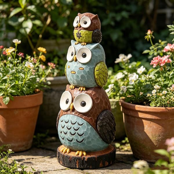 Maypex 18 in. H Stacking Owls Sculpture Statue H33V0E0K6N0L4P