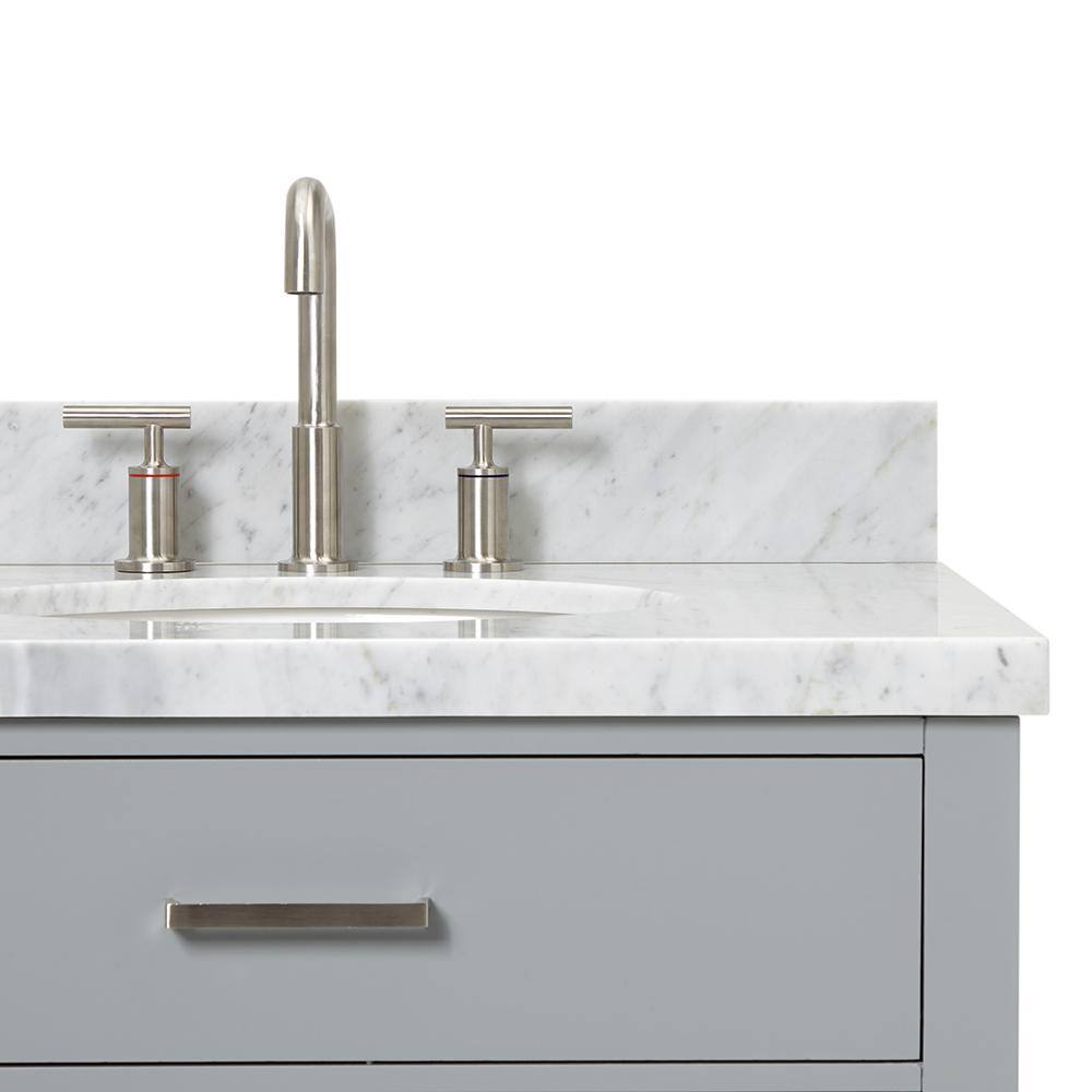 Grey Freestanding Vanity with Carrara Marble Top, 43-inch