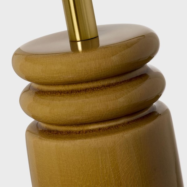 Generation Lighting - Feikudo 25 in. Cracked Honey Bedroom Home Office Living Room Table Lamp With White Linen Shade